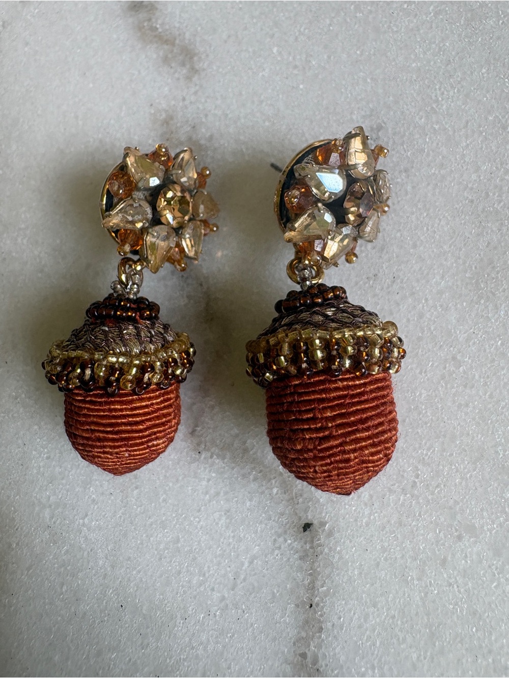 Mignonne Gavigan Gold and Rust Beaded Acorn Drop Earrings - Women Jewelry